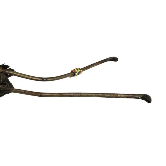 African Tribal Hand Made Bronzed Steel Reclined Woman Beaded Accents - Picture 10 of 10